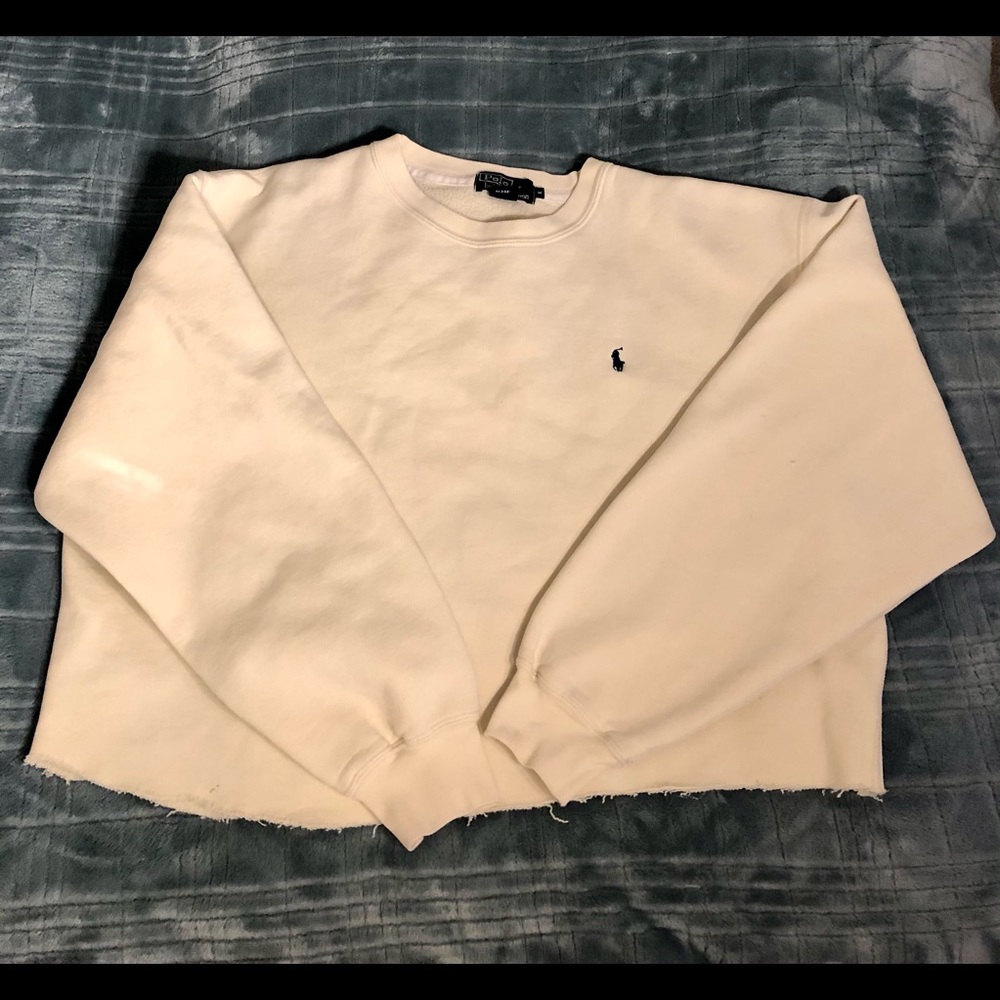 Vintage Pale Yellow Crop Polo Sweatshirt